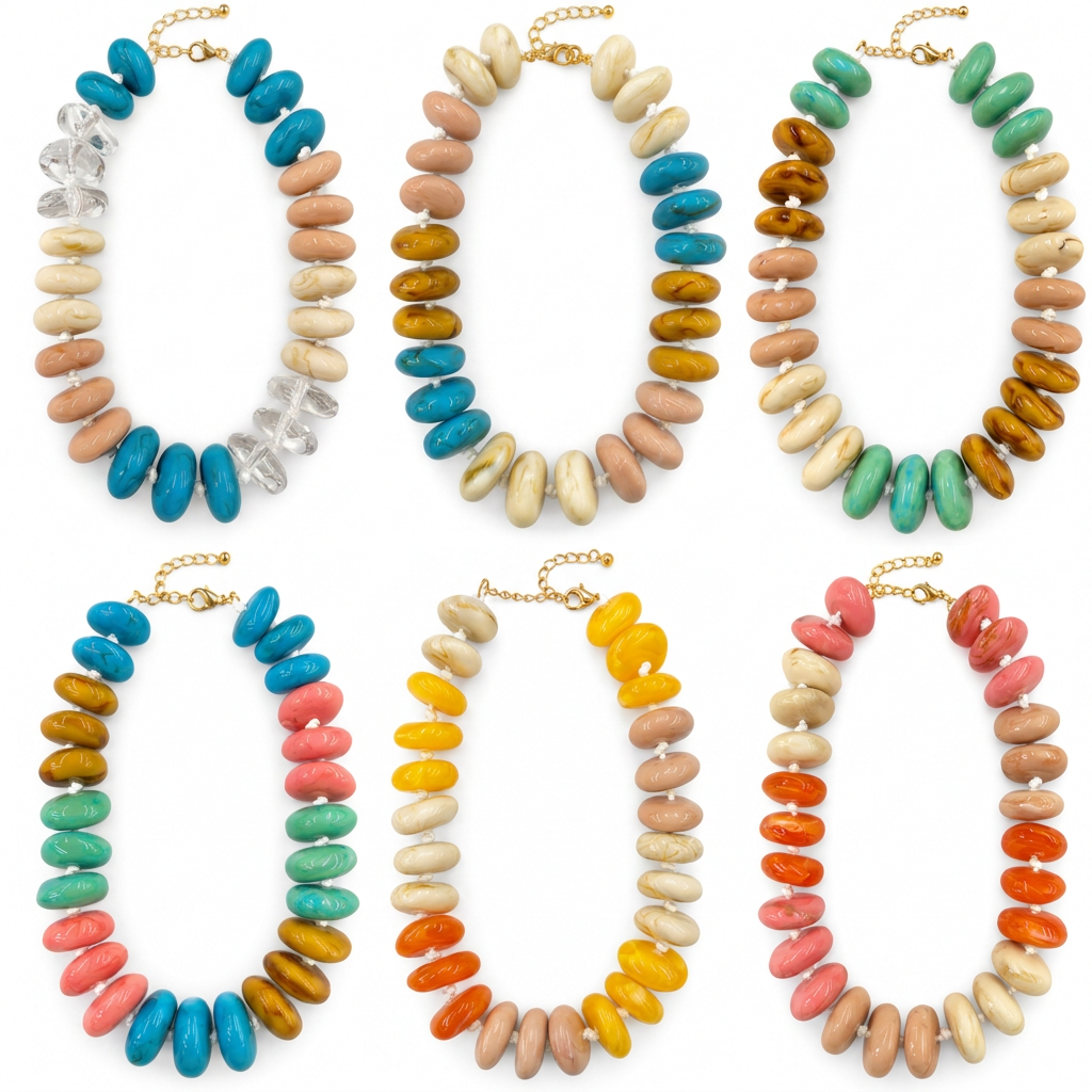 Six necklace styles collage
