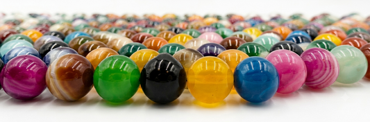 Multi-Color Striped Agate Beads | Smooth Round Loose Gemstone Beads | Natural Agate Beads