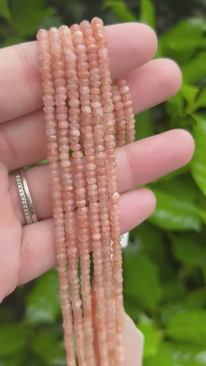 Peach Moonstone Rondelle Beads - 2mm Faceted Gemstone Beads