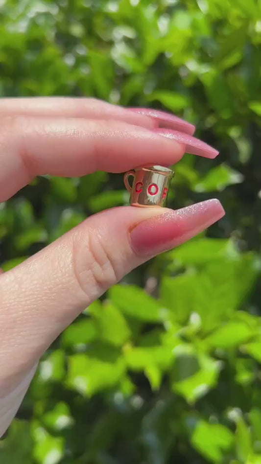 Gold Coffee Mug Charm for Bracelet - Sold Individually