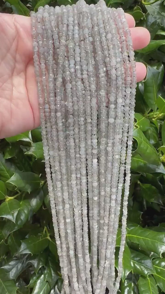 Gray Moonstone Faceted Rondelle Beads - 3mm x 4mm