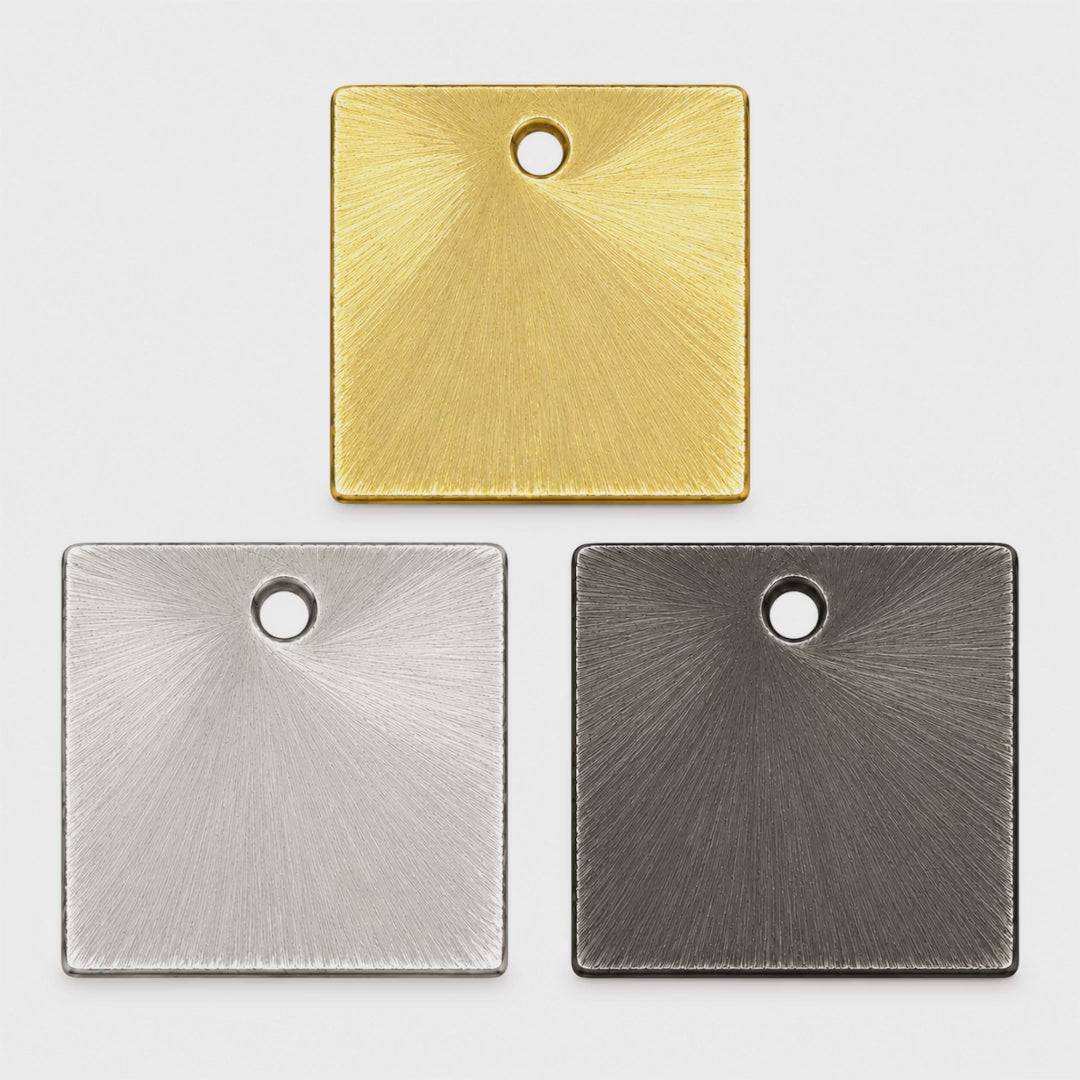 Brushed Square Plated Copper Jewelry Components, 10-Pack