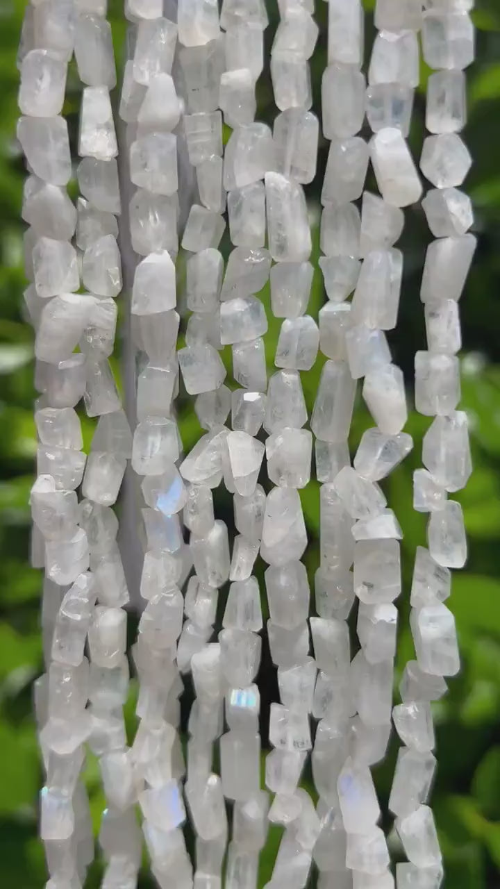 Rainbow Moonstone Faceted Freeform Nugget Beads - 8mm