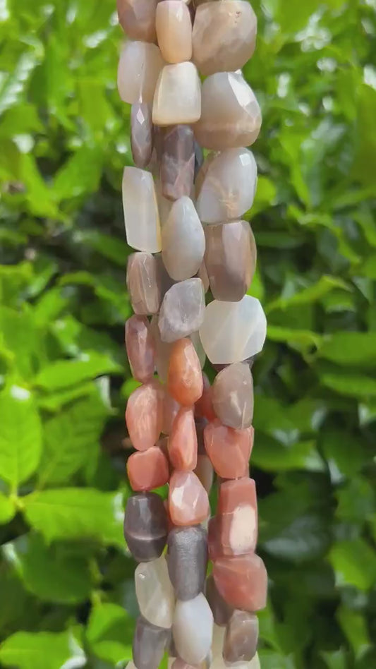 22mm Faceted Mixed Moonstone Nugget Shaped Beads