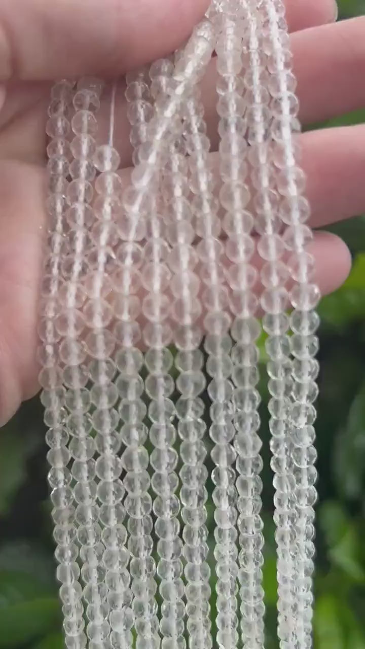 4mm Clear Quartz Faceted Round Beads