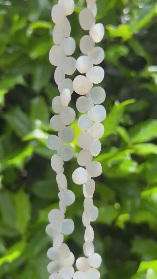 8mm White Moonstone Drop Beads