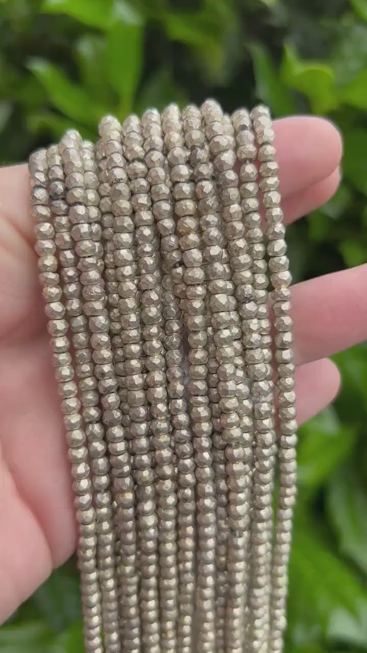 Silver Plated Pyrite Beads - 4mm Faceted Silver Beads