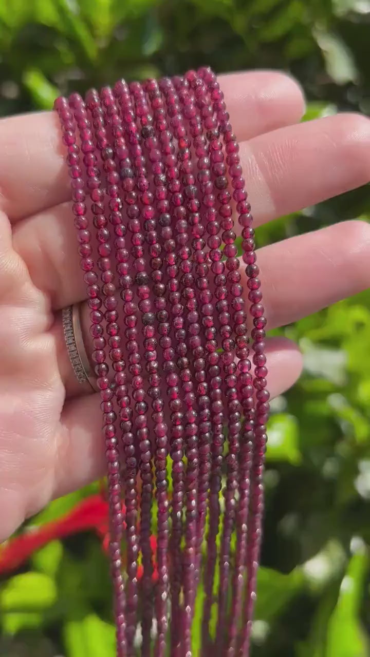 Garnet Beads | Small Rhodolite Garnet Semi Precious Beads
