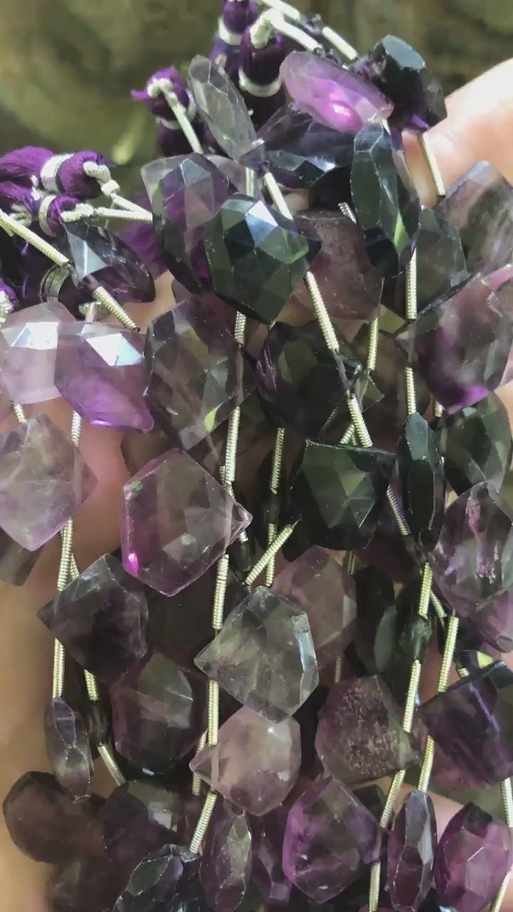 Fluorite Beads | Designer Cut Semi Precious Indian Gemstone Beads | Sold By the Strand