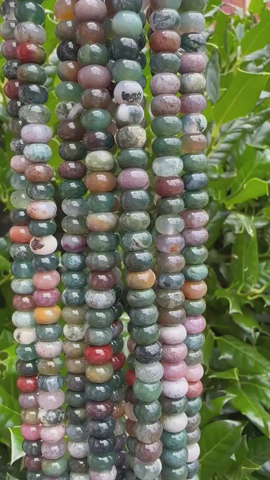Indian Agate Beads - Smooth Rondelle Natural Gemstone Beads