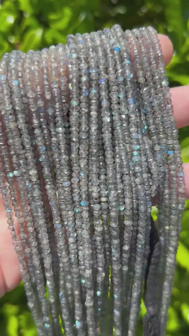 Labradorite Rondelle Beads - Faceted - 2mm