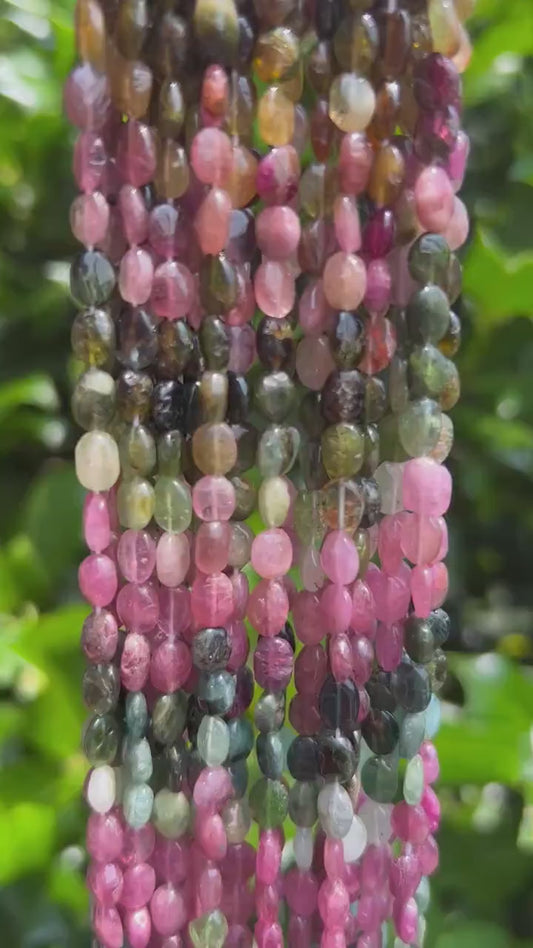 Tourmaline Oval Shaped Beads - 6mm