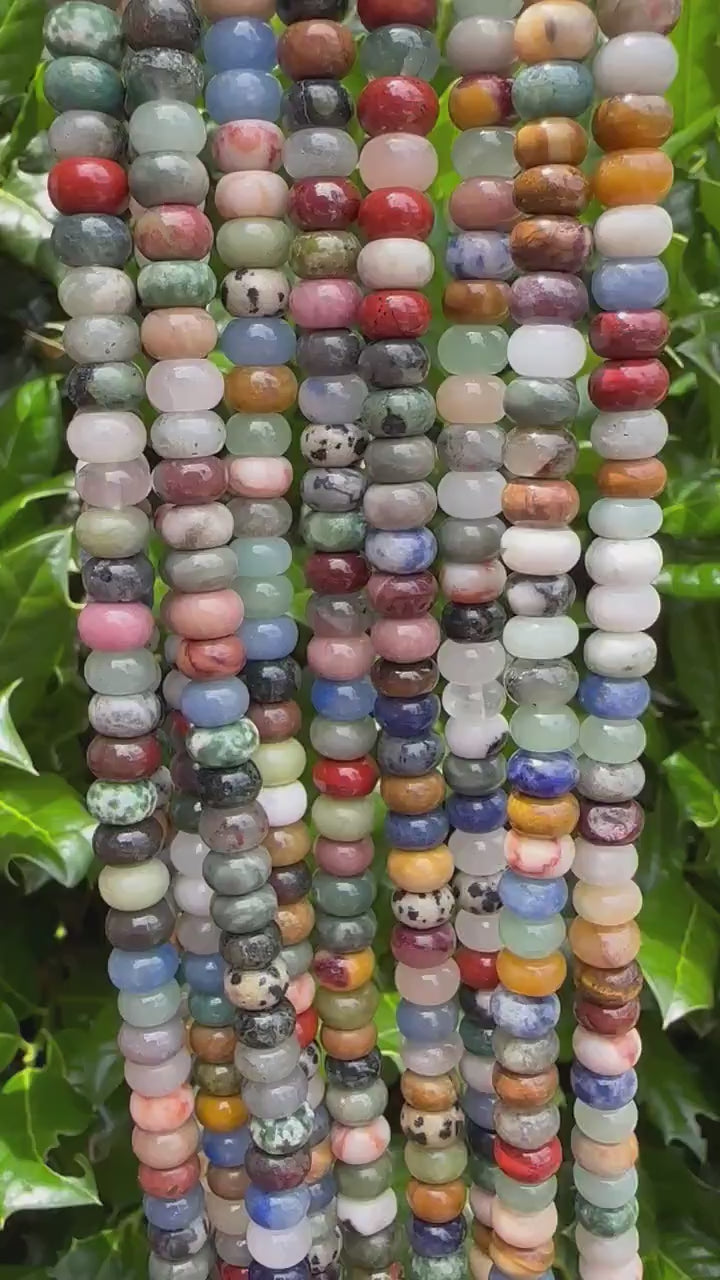 Mixed Gemstone Beads |  Smooth Rondelle Natural Gemstone Beads