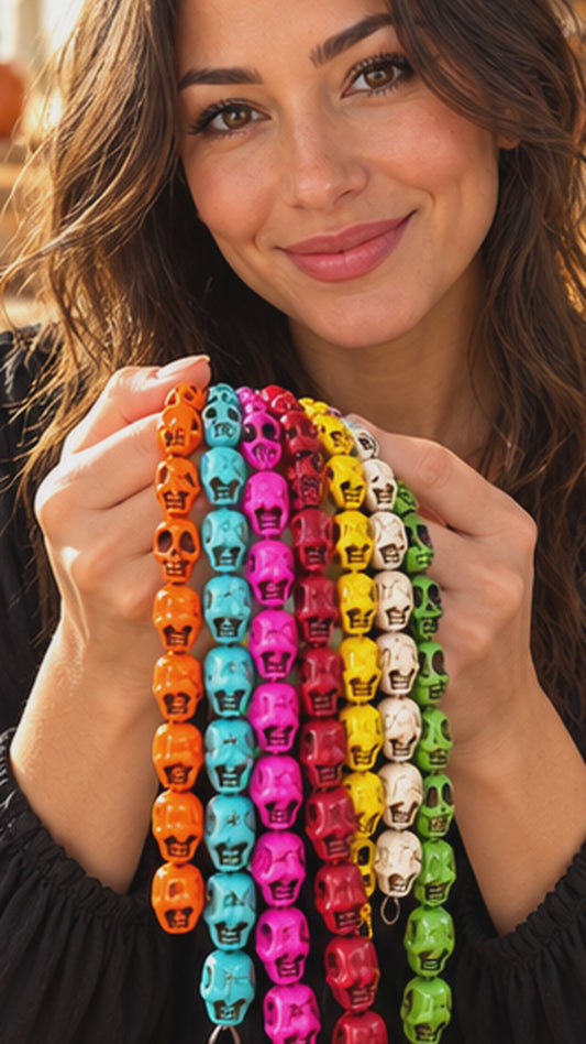 Howlite Skull Beads – 15-Inch Strands, 4 Sizes