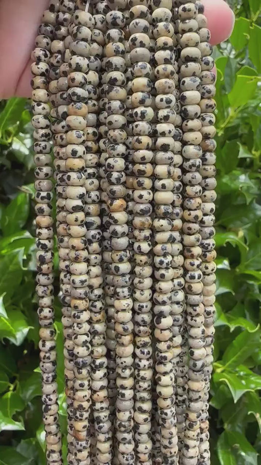 Dalmatian Jasper Beads - Smooth Rondelle Natural Gemstone Beads