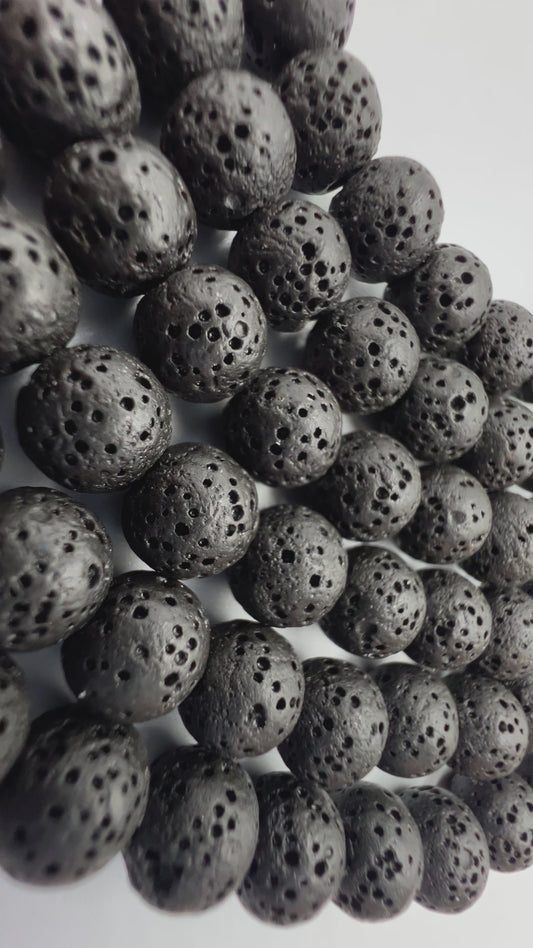 Black Lava Beads - Round Volcanic Rock Beads | 4mm 6mm 8mm 10mm 12mm | Sealed Matte Finish | Natural Stone for Jewelry Making