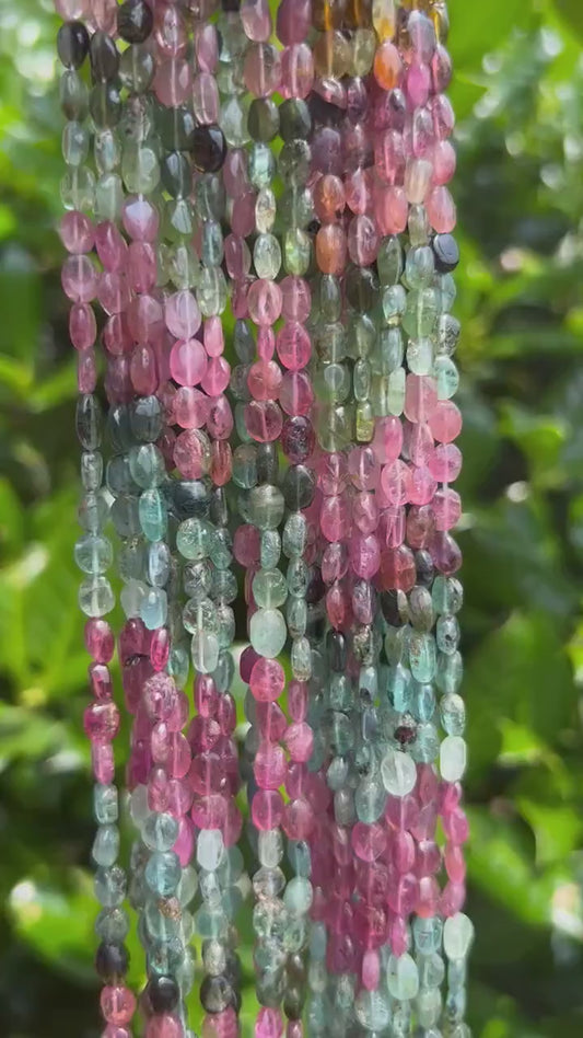 Watermelon Tourmaline Oval Beads - 6mm