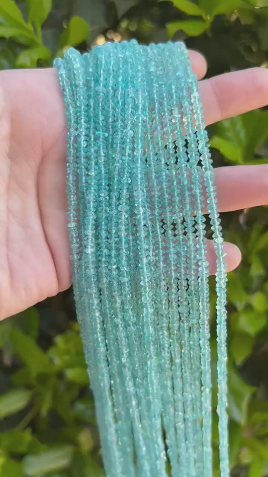 Aqua Apatite Freeform Rondelle Shaped Beads - 3mm x 4mm approximately