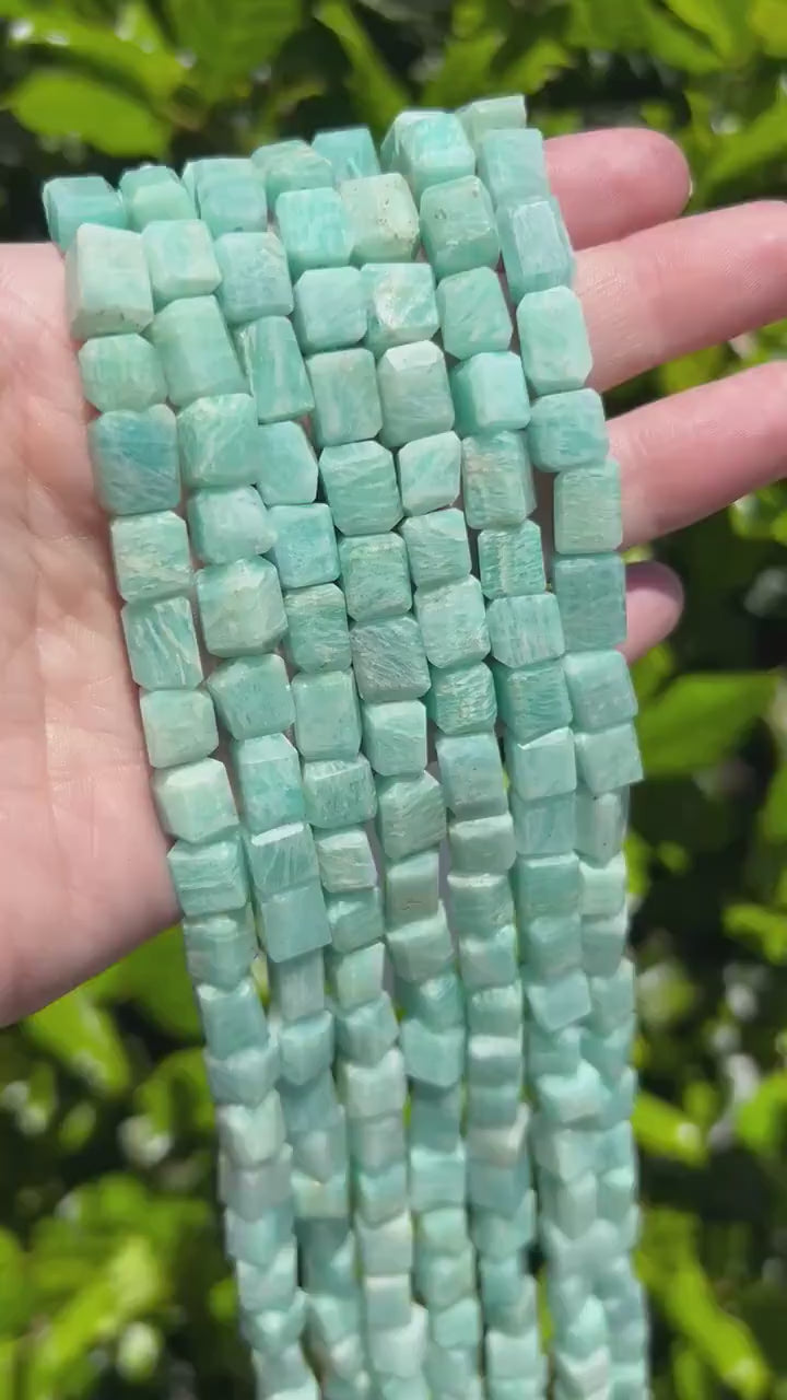 8-10mm Russian Amazonite Freeform Rectangle Beads - Amazonite Nugget Beads