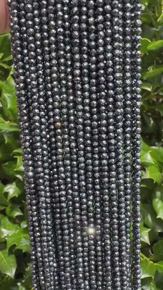 Mystic Coated Black Spinel Round Beads - 3mm Faceted