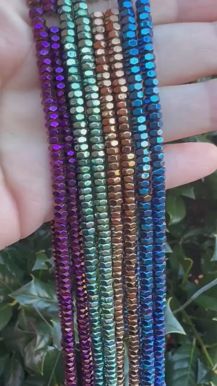 Hematite Hexagon Beads - 2mm x 4mm