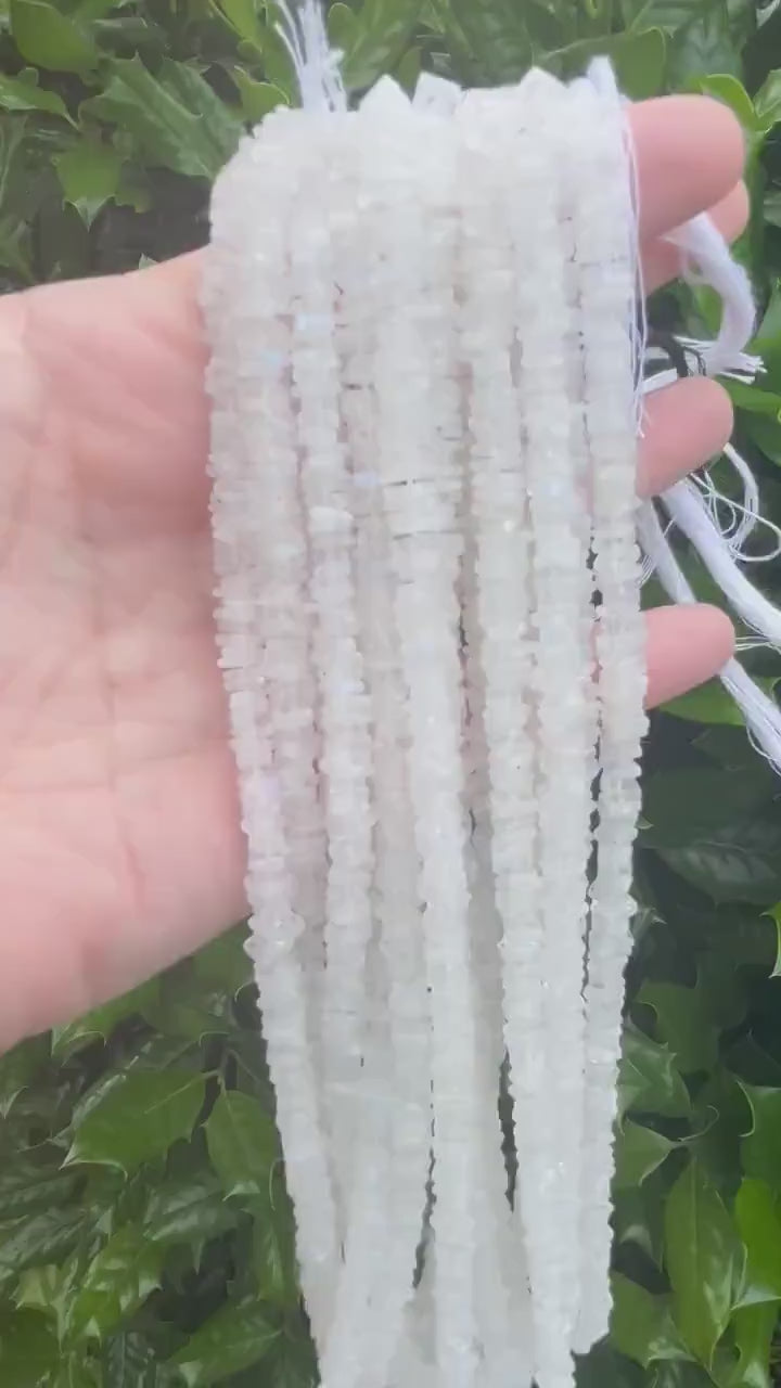 Moonstone Heishi Beads - 5mm Square Flat Beads