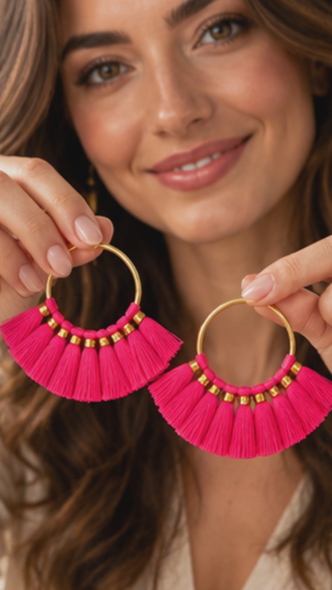 Fan Tassels with Plated Brass Rings | Pair of 2