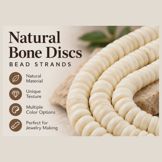 Ox Bone Flat Disc Rondelle Beads – 5–20 mm, 14-inch Strand