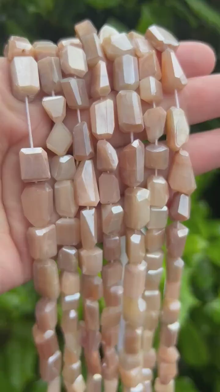 Peach Moonstone Nugget Beads - 10mm Freeform Beads