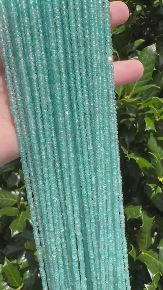 Apatite Faceted Rondelle Shaped Beads - 3mm