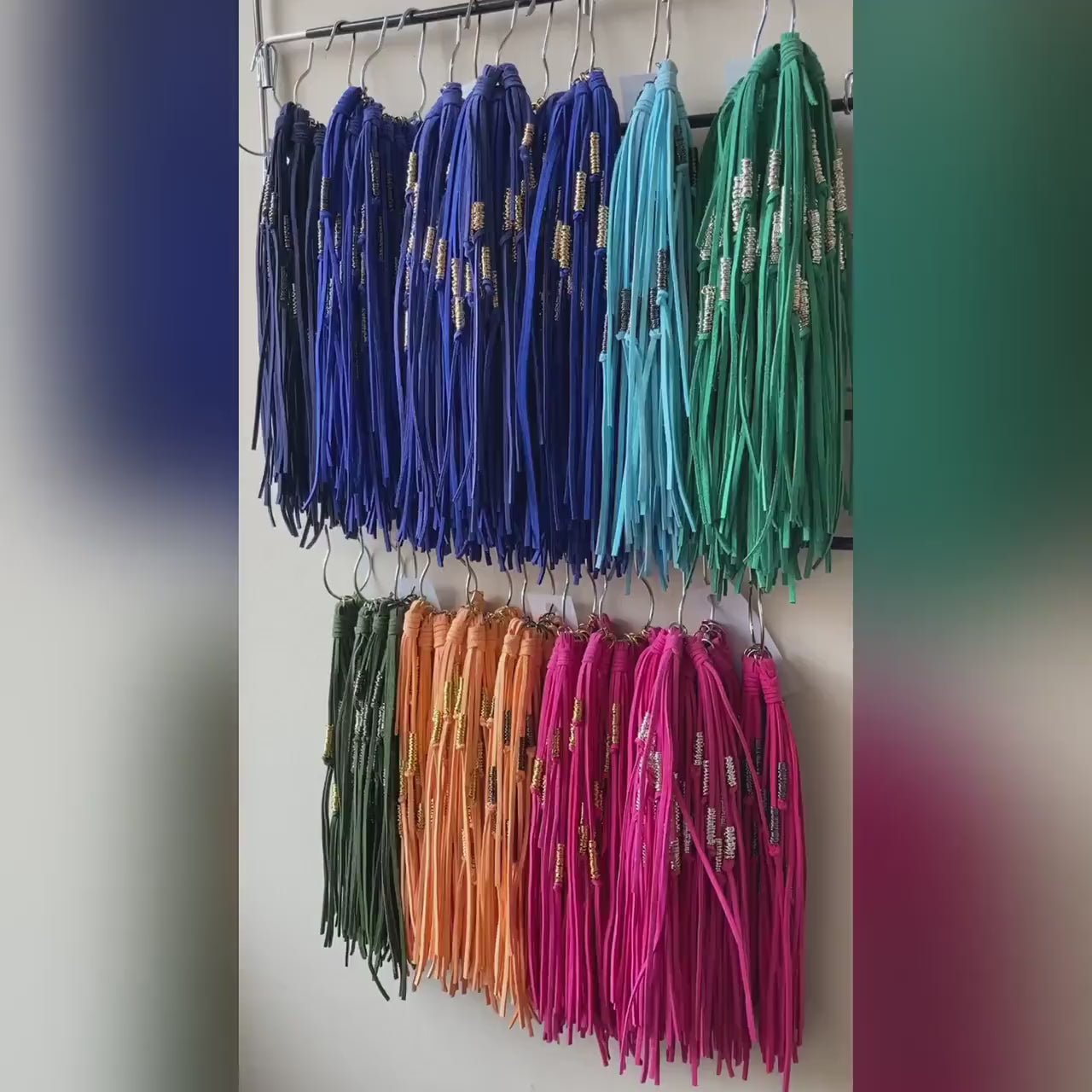 Long Tassel | 10 inch Faux Suede Leather Tassel Pendant with Stacked Rings | Tassels for Jewelry Making