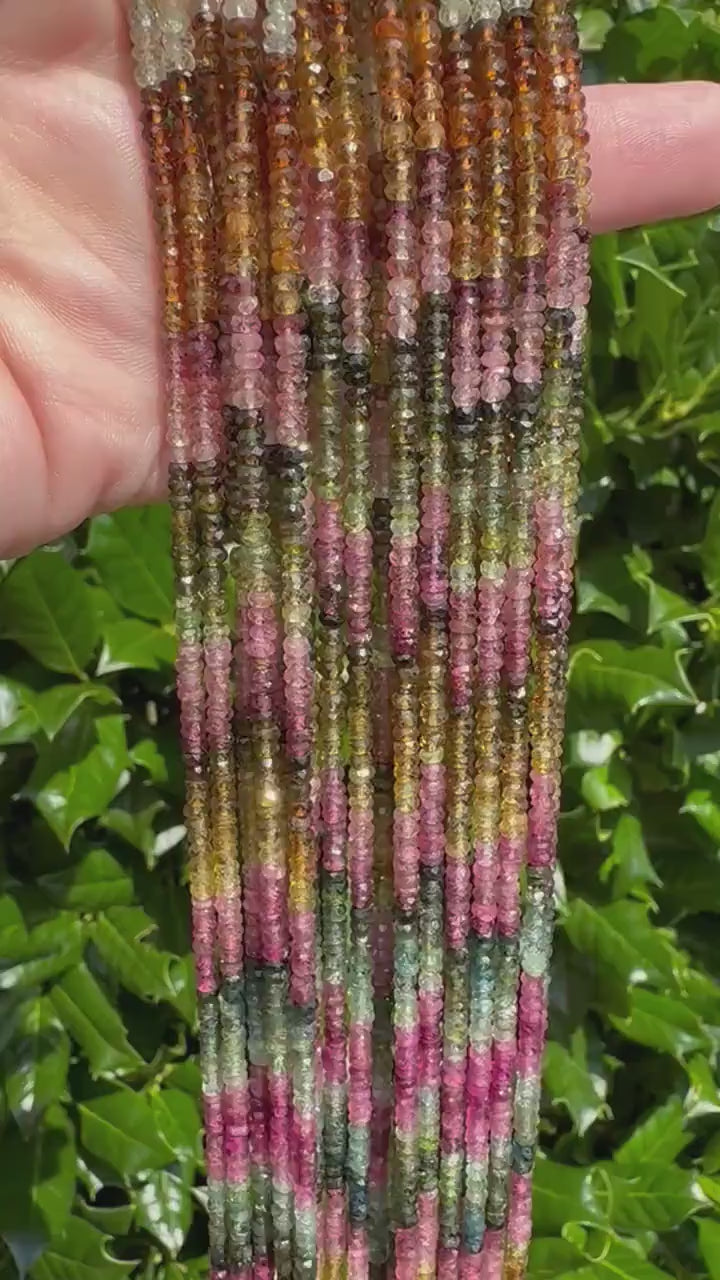 Tourmaline Rondelle Beads - 2mm x 3mm Micro-faceted Beads for Jewelry Making