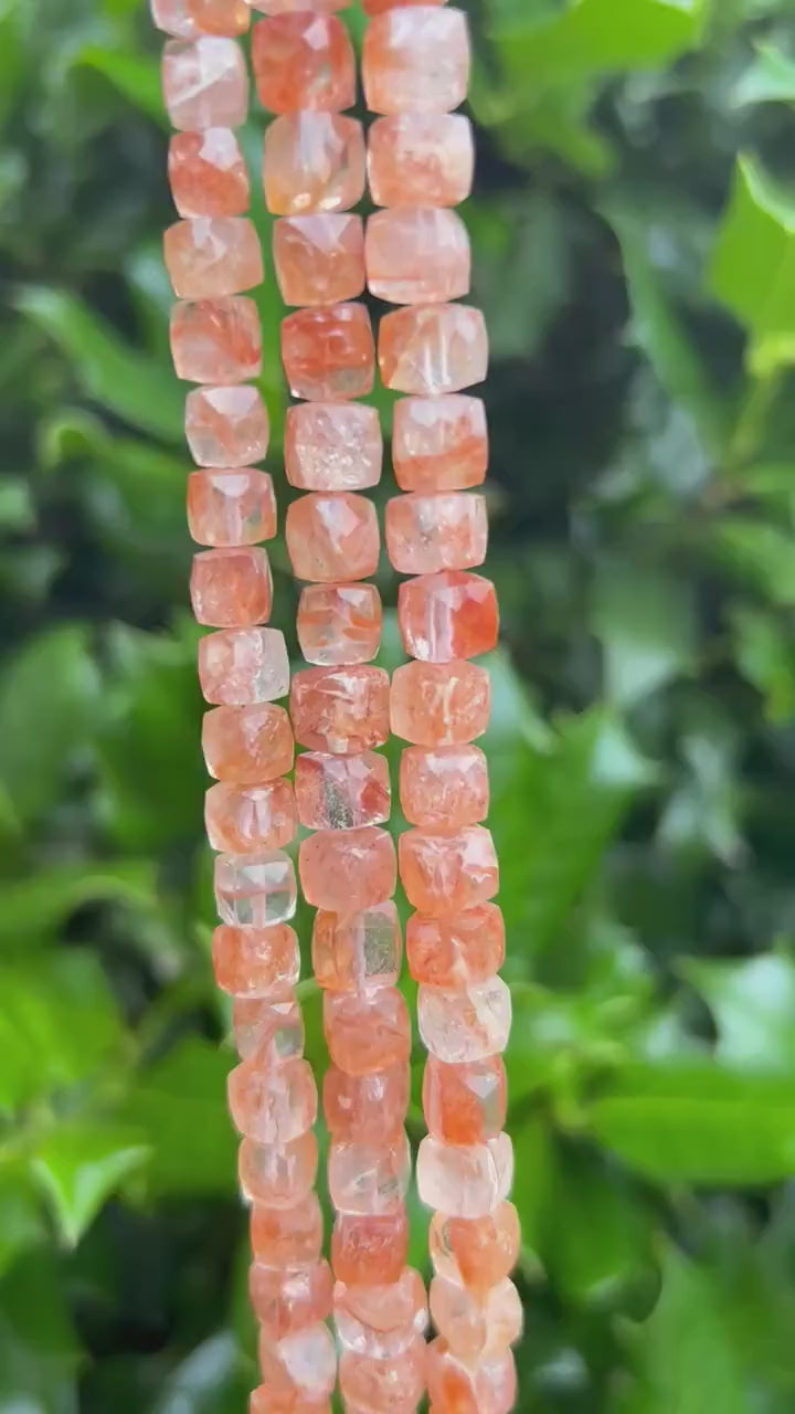 Sunstone Cube Beads - 6mm Faceted
