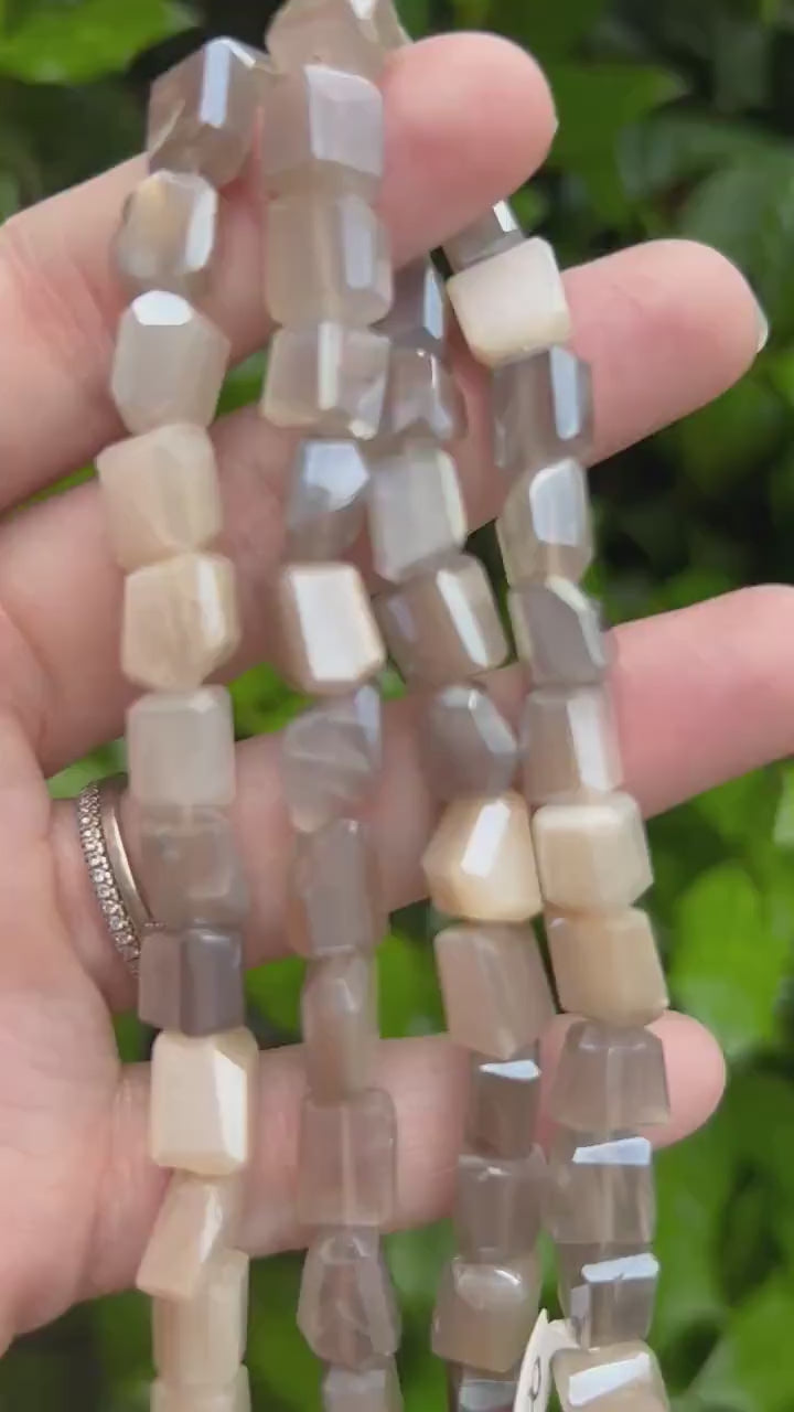 10mm Mixed Mystic Gray Moonstone Nugget Beads