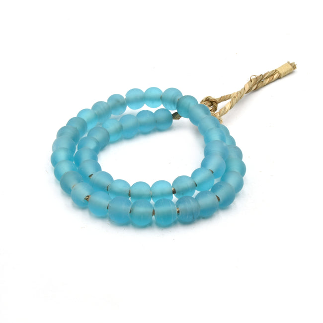 Recycled Glass Beads | 10-12mm Sea Glass Round Rondelle Beads - Sold by Approx. 17" Strand (~45 Beads)