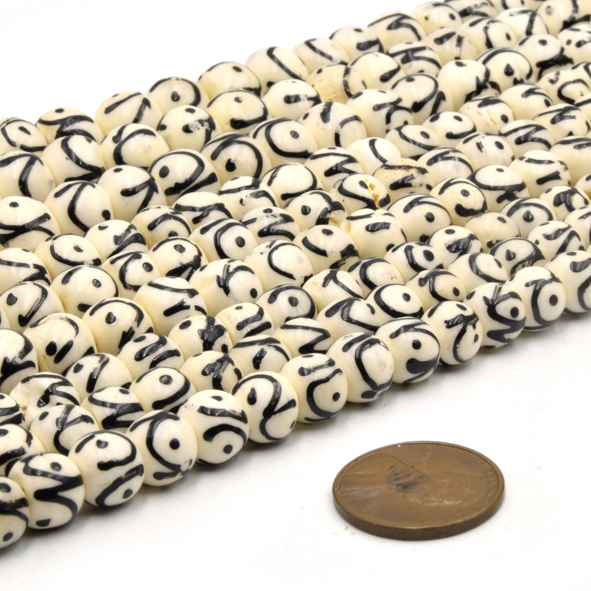 8mm white bone bead