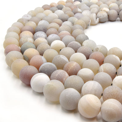 Druzy Beads | Round Matte Druzy Agate Beads | 6mm 8mm 10mm 12mm