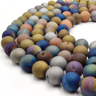 Druzy Beads | Round Matte Druzy Agate Beads | 6mm 8mm 10mm 12mm