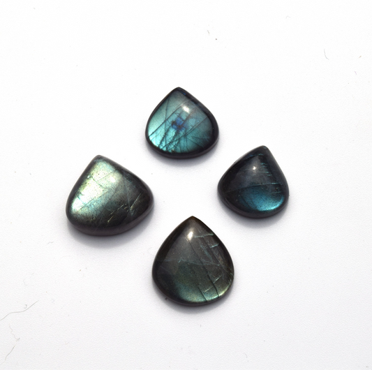 4 Assorted Labradorite Heart Cabochons