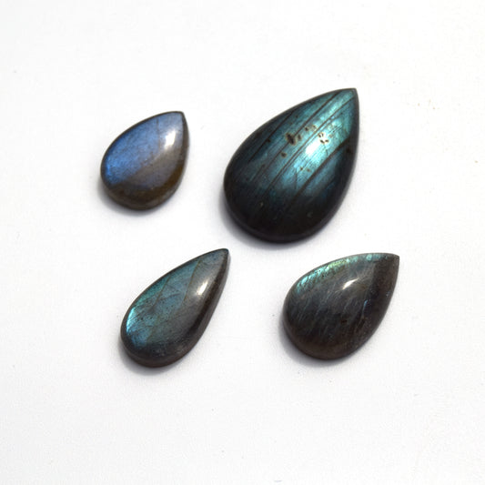 4 Assorted Labradorite Teardrop Cabochons
