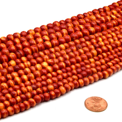 Bone Beads | Mottled Orange Rondelle Beads | 6mm, 8mm, 10mm