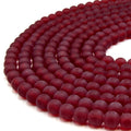 Indian Glass Beads | 8mm Matte Round Shaped Indian Beach Glass Beads | Red Yellow Orange Purple Blue Green Black White Available