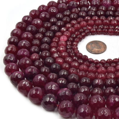 Faceted Jade Beads | Faceted Dyed Pink Orange Gray Blue Green Yellow Jade Round Beads | 6mm 8mm 10mm 12mm Available