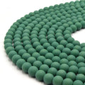 Indian Glass Beads | 8mm Matte Round Shaped Indian Beach Glass Beads | Red Yellow Orange Purple Blue Green Black White Available