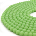 Indian Glass Beads | 8mm Matte Round Shaped Indian Beach Glass Beads | Red Yellow Orange Purple Blue Green Black White Available
