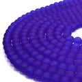 Indian Glass Beads | 8mm Matte Round Shaped Indian Beach Glass Beads | Red Yellow Orange Purple Blue Green Black White Available