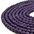 Indian Glass Beads | 8mm Matte Round Shaped Indian Beach Glass Beads | Red Yellow Orange Purple Blue Green Black White Available