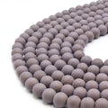 Indian Glass Beads | 8mm Matte Round Shaped Indian Beach Glass Beads | Red Yellow Orange Purple Blue Green Black White Available