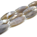 Faceted Tube Beads | 30mm Gemstone Beads | Rice Shaped Beads