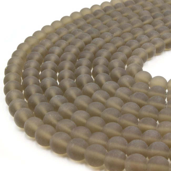 Indian Glass Beads  8mm Matte Round Shaped Indian Beach Glass